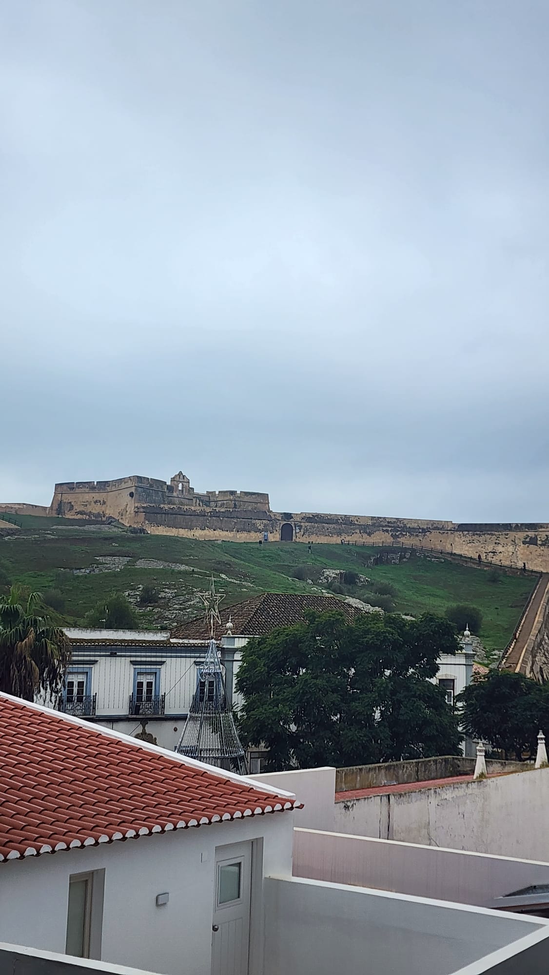 Historic Fort of Castro Marim perched on a hilltop overlooking the town in the Eastern Algarve Portugal