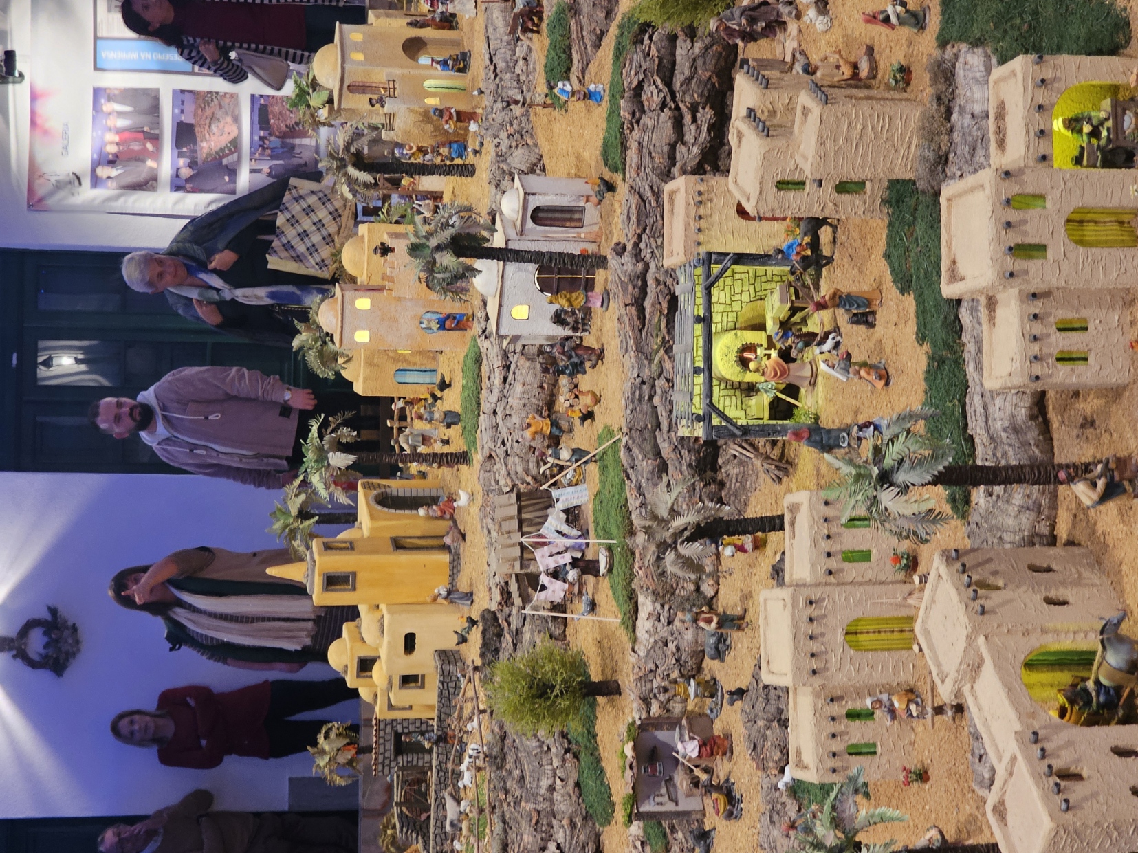 Detailed close up of the miniature ancient buildings in Portugal's largest nativity scene in VRSA