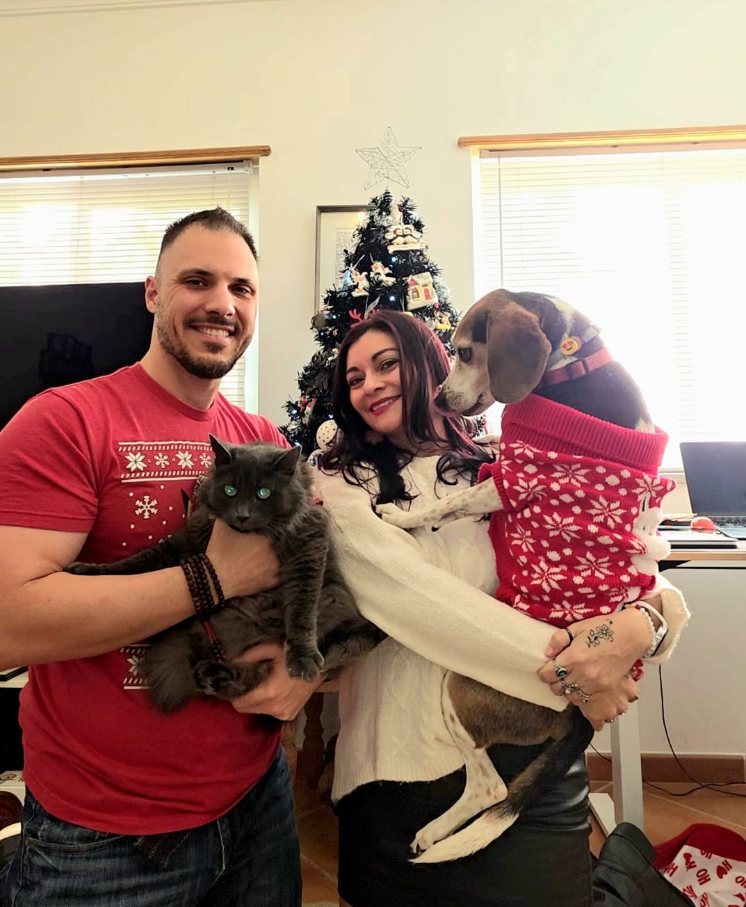 Natasha and family Christmas photo 2025 expat life in Portugal