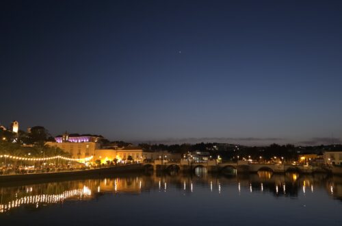 A night shot of Tavira