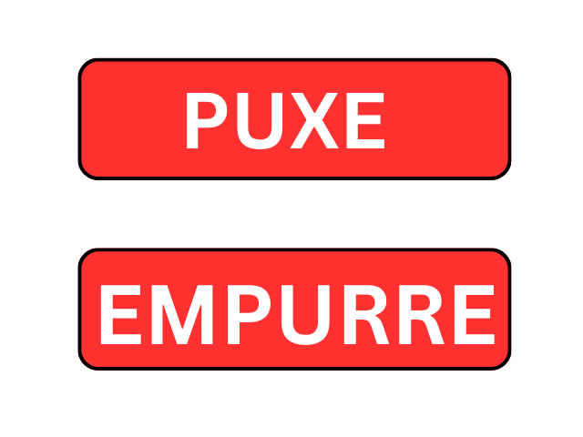 A graphic with "puxe" and "empurre"one of the things to know before moving to Portugal